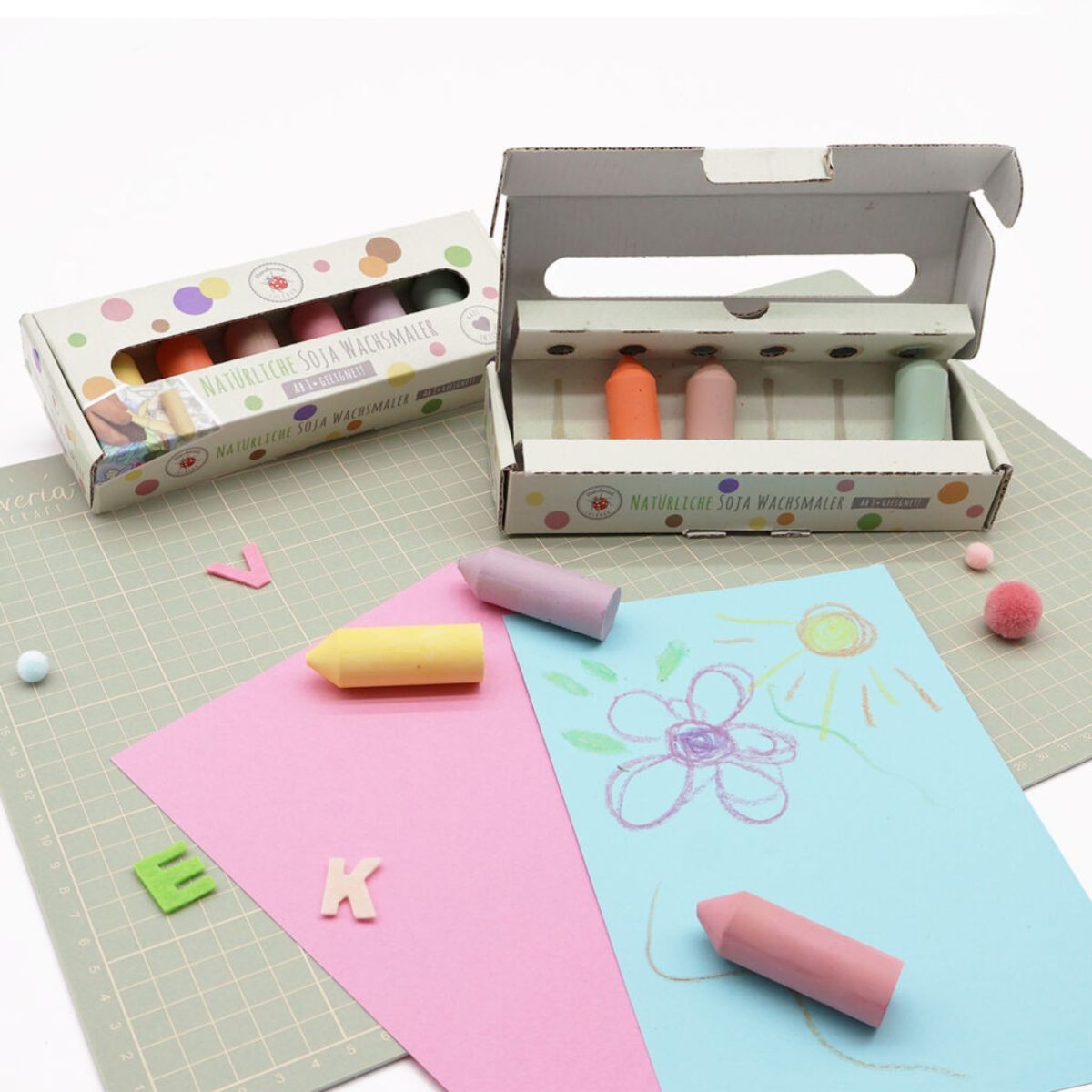 Lulubug Handmade Σετ 6 Κηρομπογιές Σόγιας Pastel