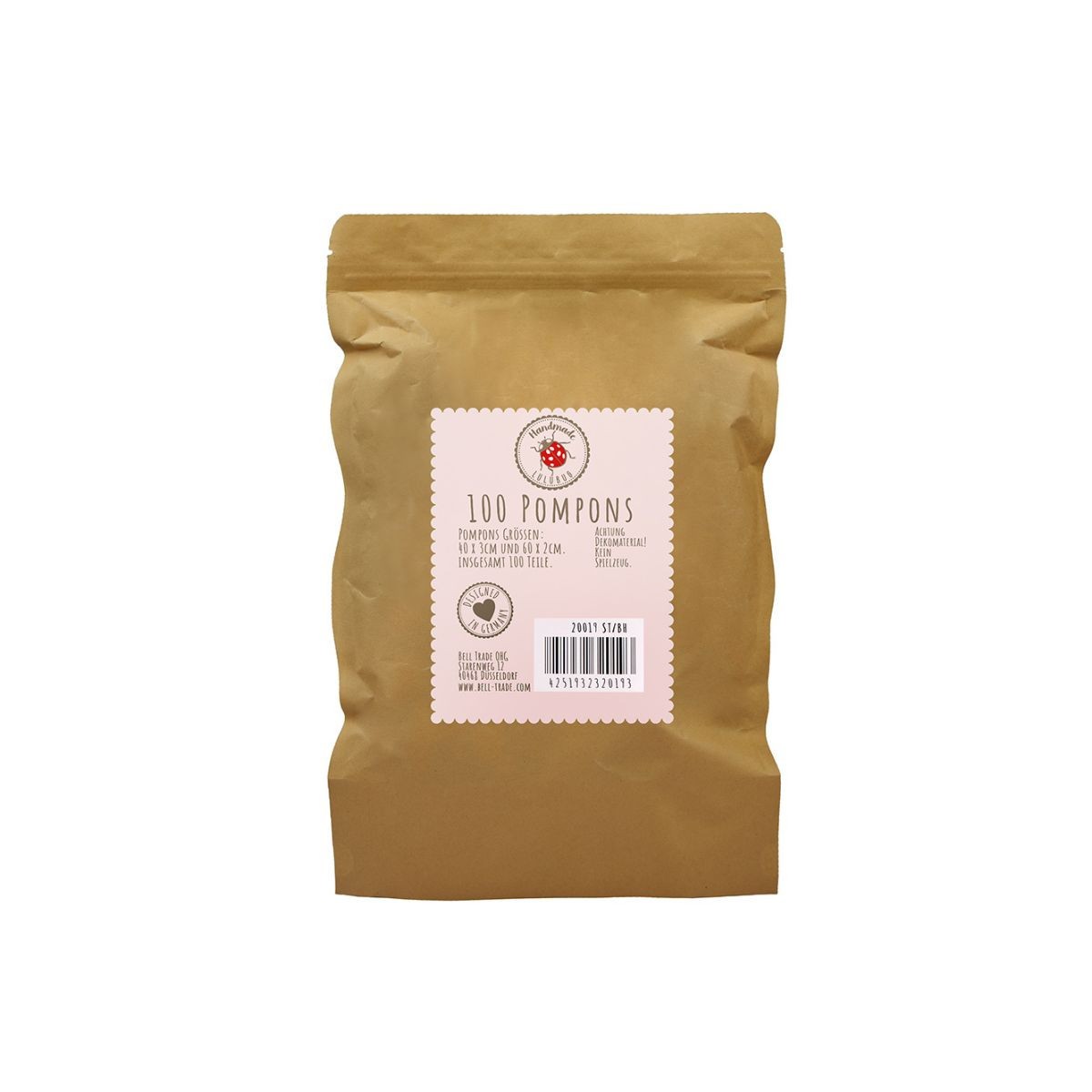 LULUBUG Handmade Σετ 100 Πομ Πομ Χειροτεχνίας Apricot Large