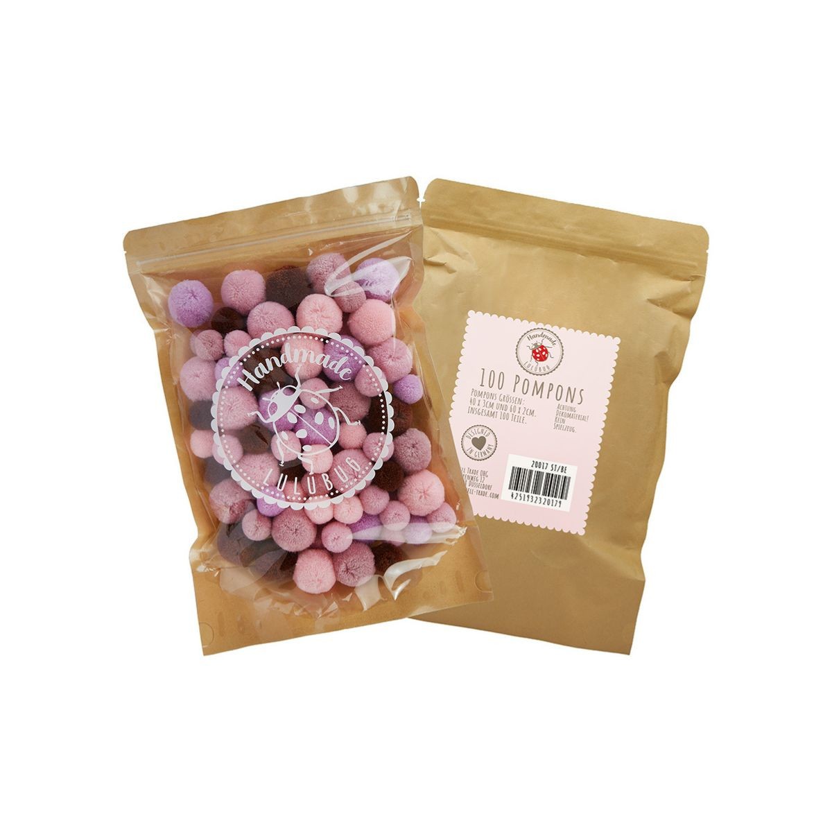LULUBUG Handmade Σετ 100 Πομ Πομ Χειροτεχνίας Wild Berry Large
