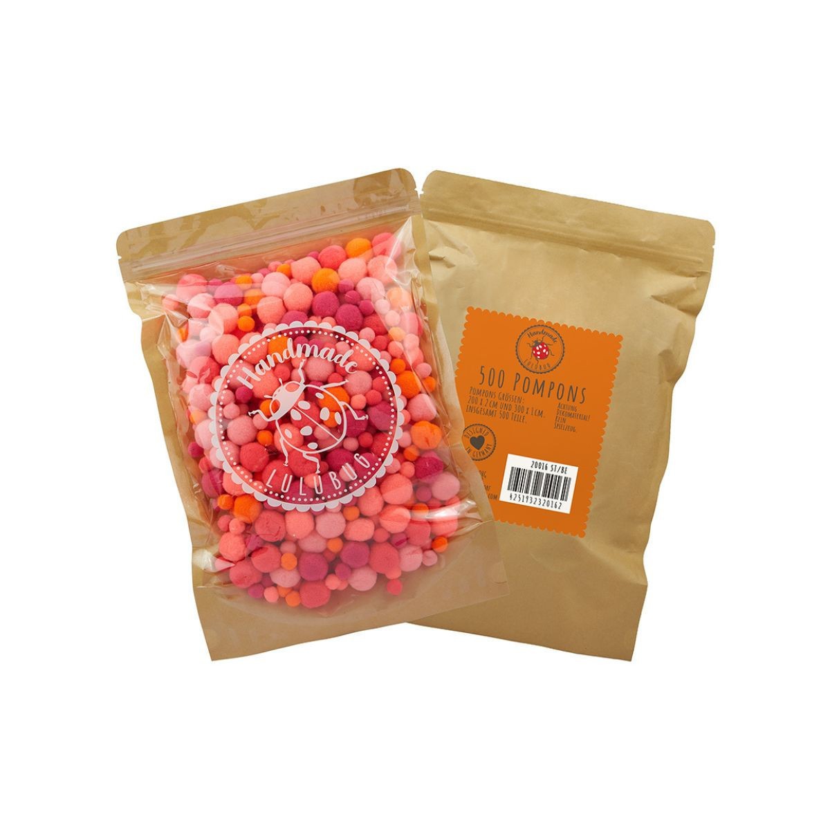 LULUBUG Handmade Σετ 500 Πομ Πομ Χειροτεχνίας Neon