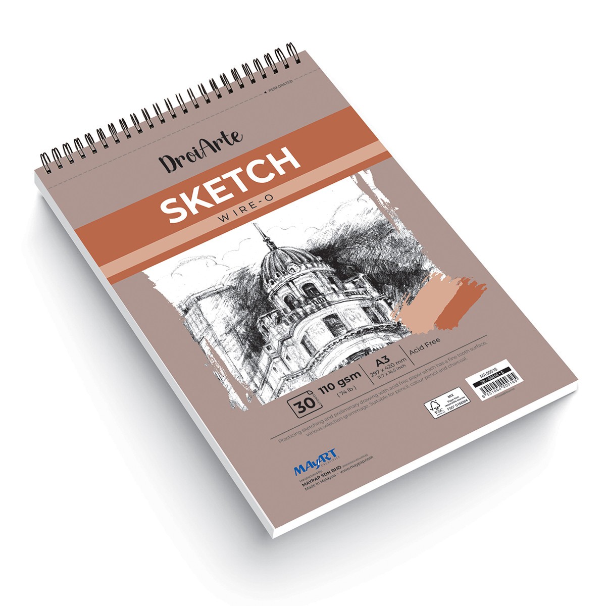 MAYART Creativity - DroiArte Series Wire-O Sketch Book A3+