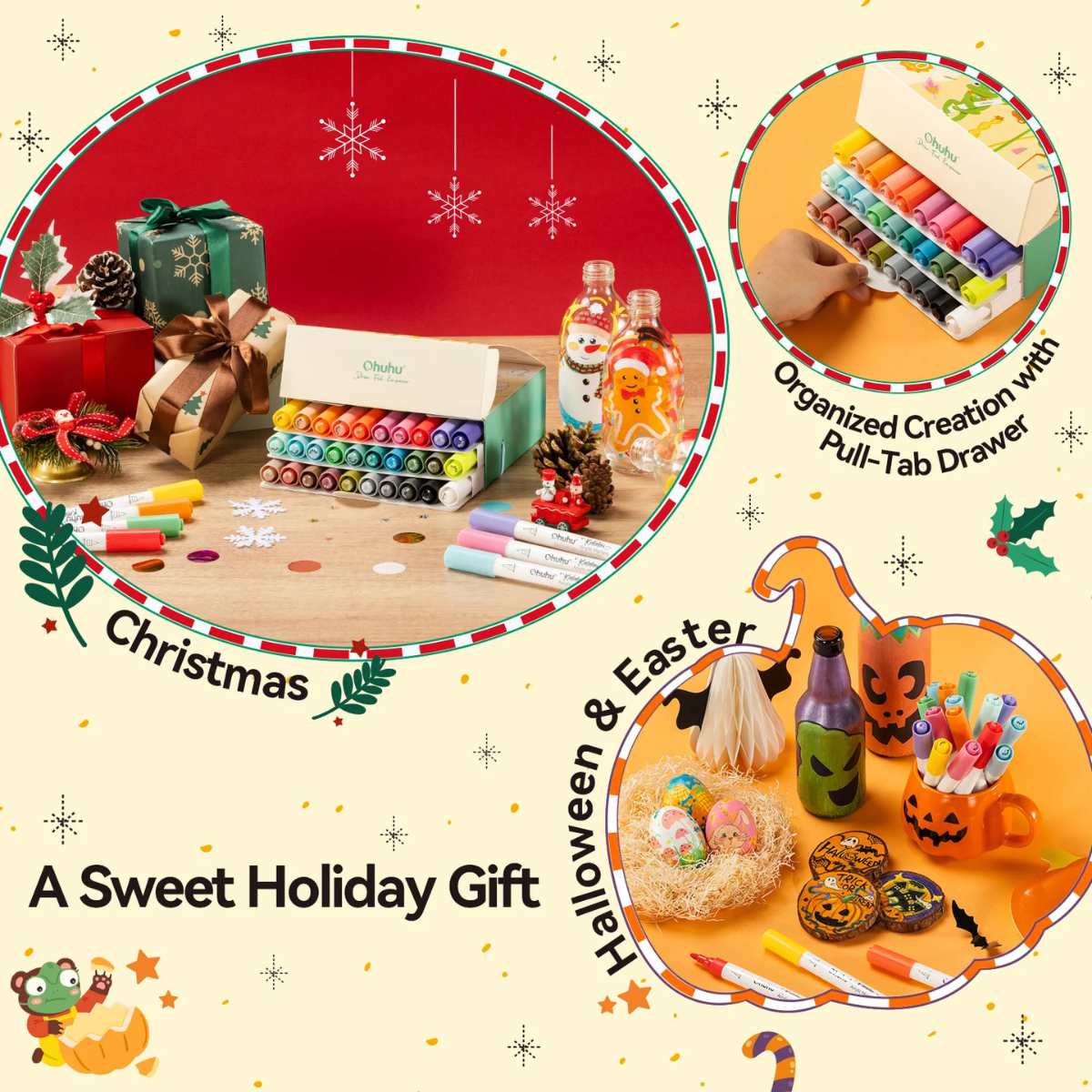 Ohuhu Acrylic Markers Cotton-Core Σετ 30 Ακρυλικών Μαρκαδόρων Kalalau Brush