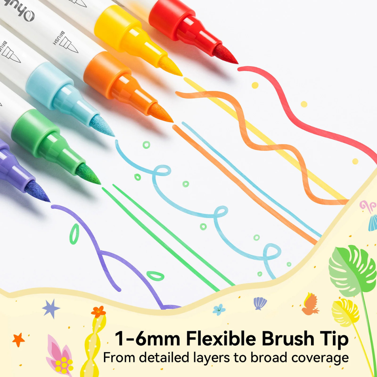 Ohuhu Acrylic Markers Cotton-Core Σετ 30 Ακρυλικών Μαρκαδόρων Kalalau Brush