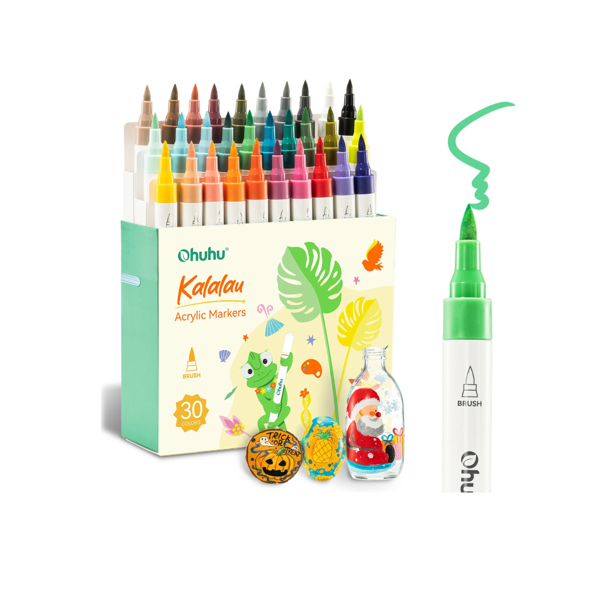 Ohuhu Acrylic Markers Cotton-Core Σετ 30 Ακρυλικών Μαρκαδόρων Kalalau Brush