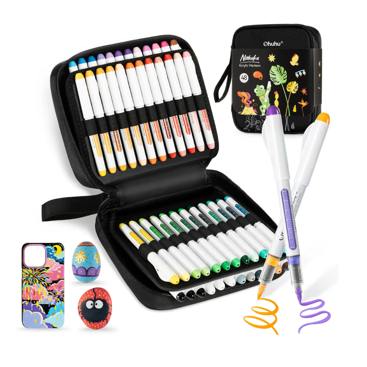 Ohuhu Direct-ink Acrylic Markers Nahuku Σετ 48 Ανεξίτηλων Ακρυλικών Μαρκαδόρων