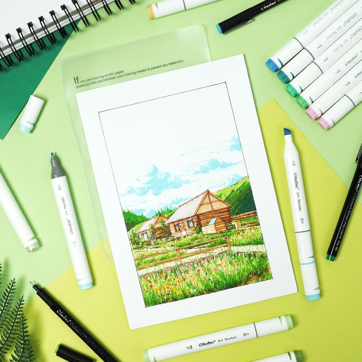 OHUHU Oahu Alcohol Art Markers Σετ Μαρκαδόρων 60 χρωμάτων Fine & Chisel