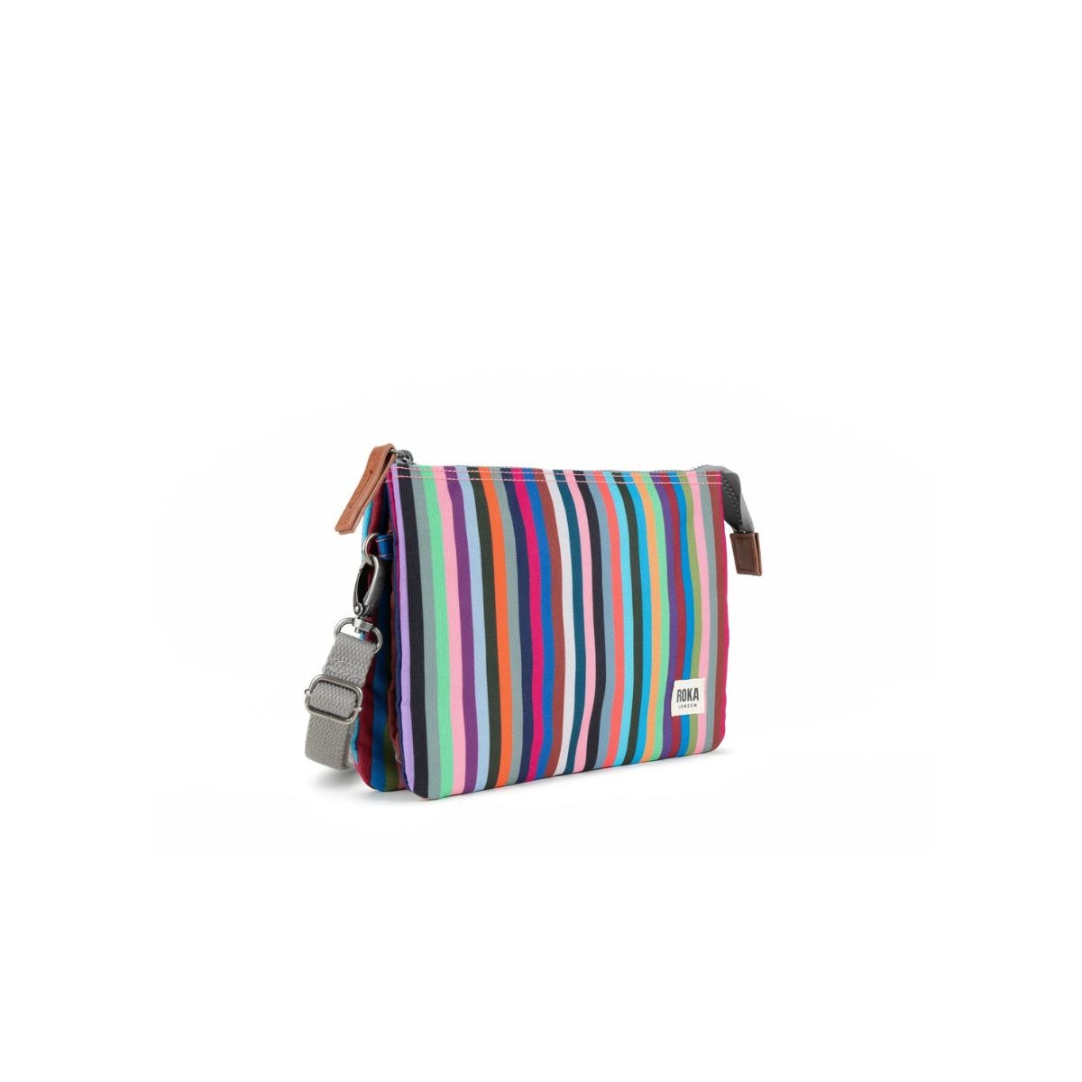 ROKA London Carnaby Τσάντα Crossbody Multi Stripe από Ανακυκλωμένο Καμβά XL 1.27 L