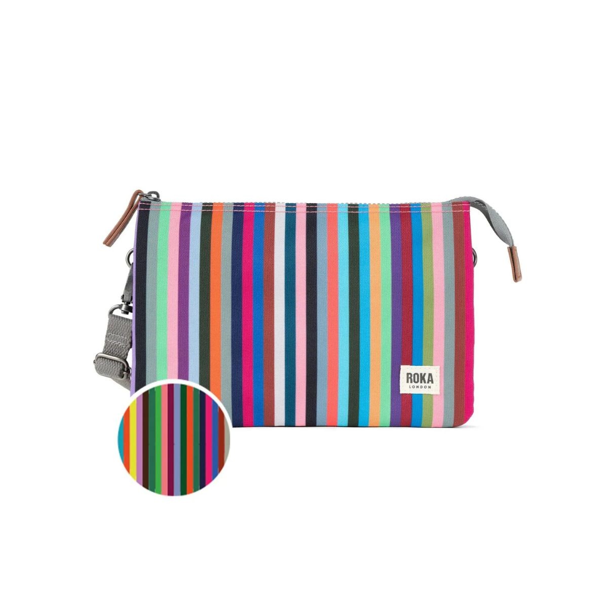 ROKA London Carnaby Τσάντα Crossbody Multi Stripe από Ανακυκλωμένο Καμβά XL 1.27 L