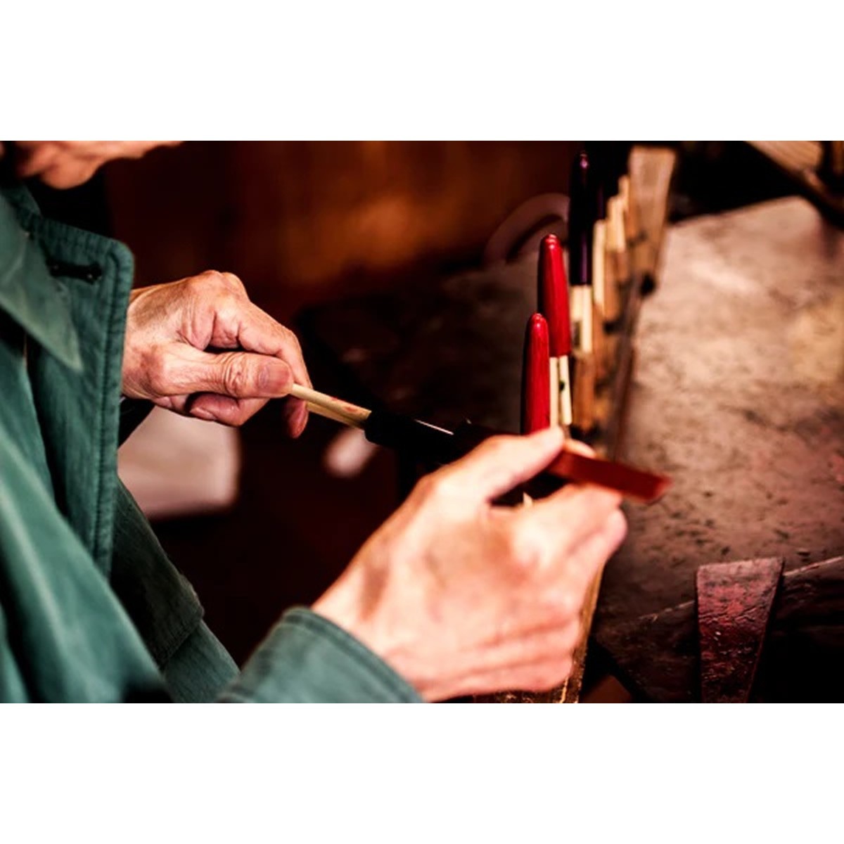 WANCHER True Urushi Midori Tamenuri Πένα F