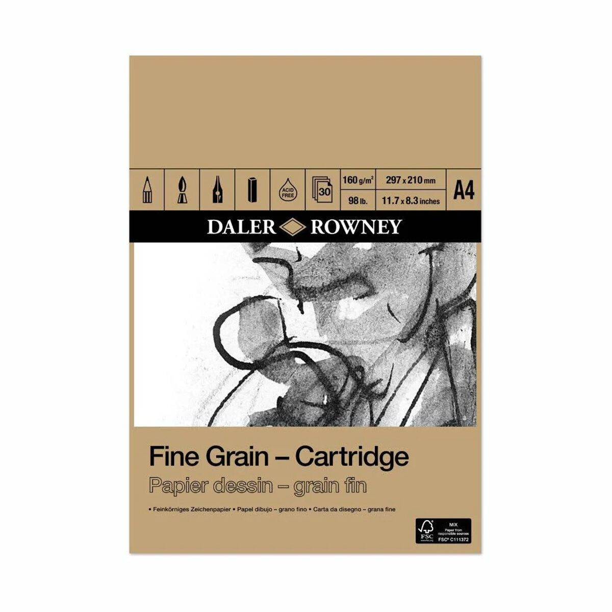 Daler-Rowney Μπλοκ Fine Grain Cartridge A4 160g 30 φύλλα