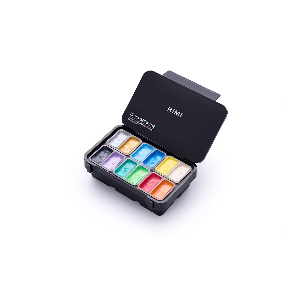 HIMI Gouache Twin Cup Σετ 12 Shiny Metallic Χρωμάτων- Black Case