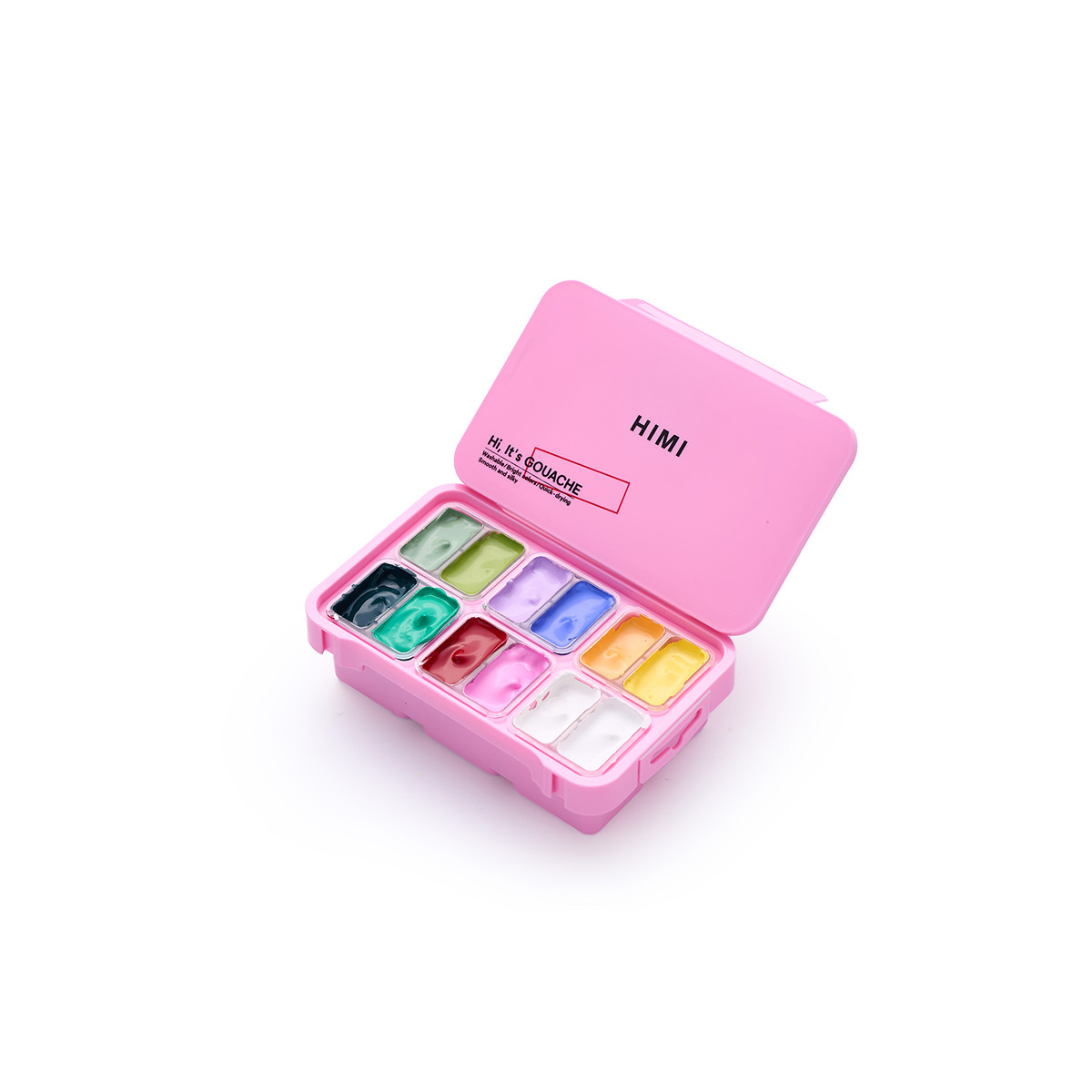 HIMI Gouache Twin Cup Σετ 12 Χρωμάτων Fresh Botanic- Pink Case