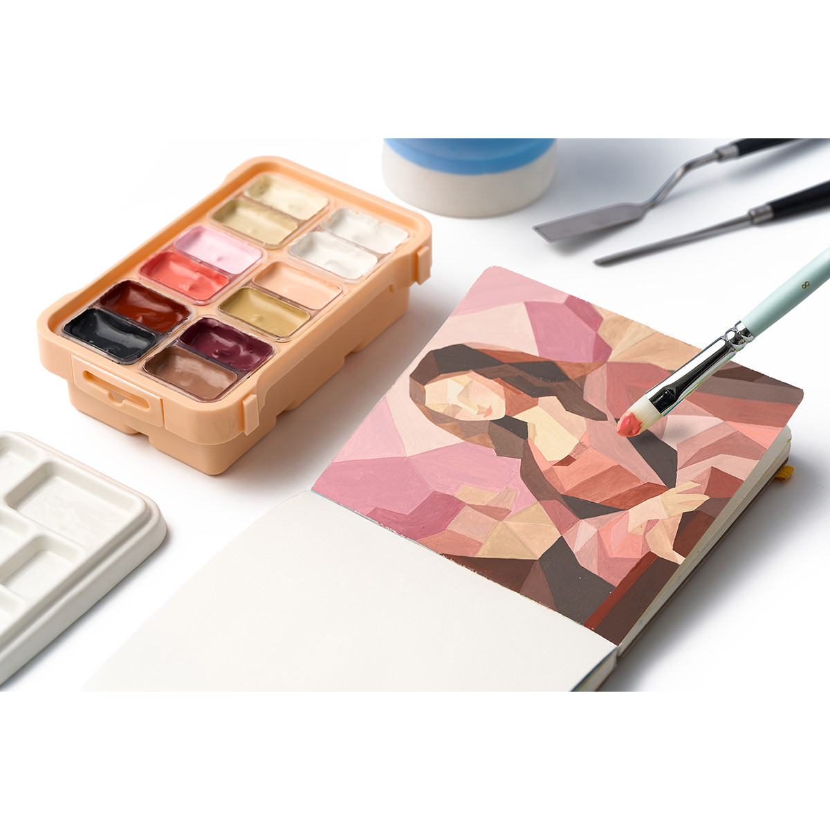 HIMI Gouache Twin Cup Σετ 12 Χρωμάτων Lovely Portrait - Peach Case