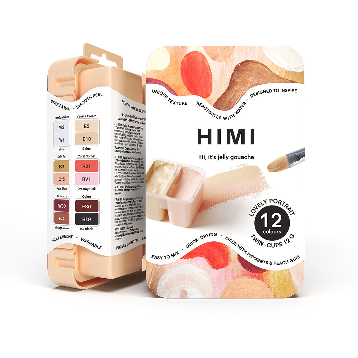 HIMI Gouache Twin Cup Σετ 12 Χρωμάτων Lovely Portrait - Peach Case