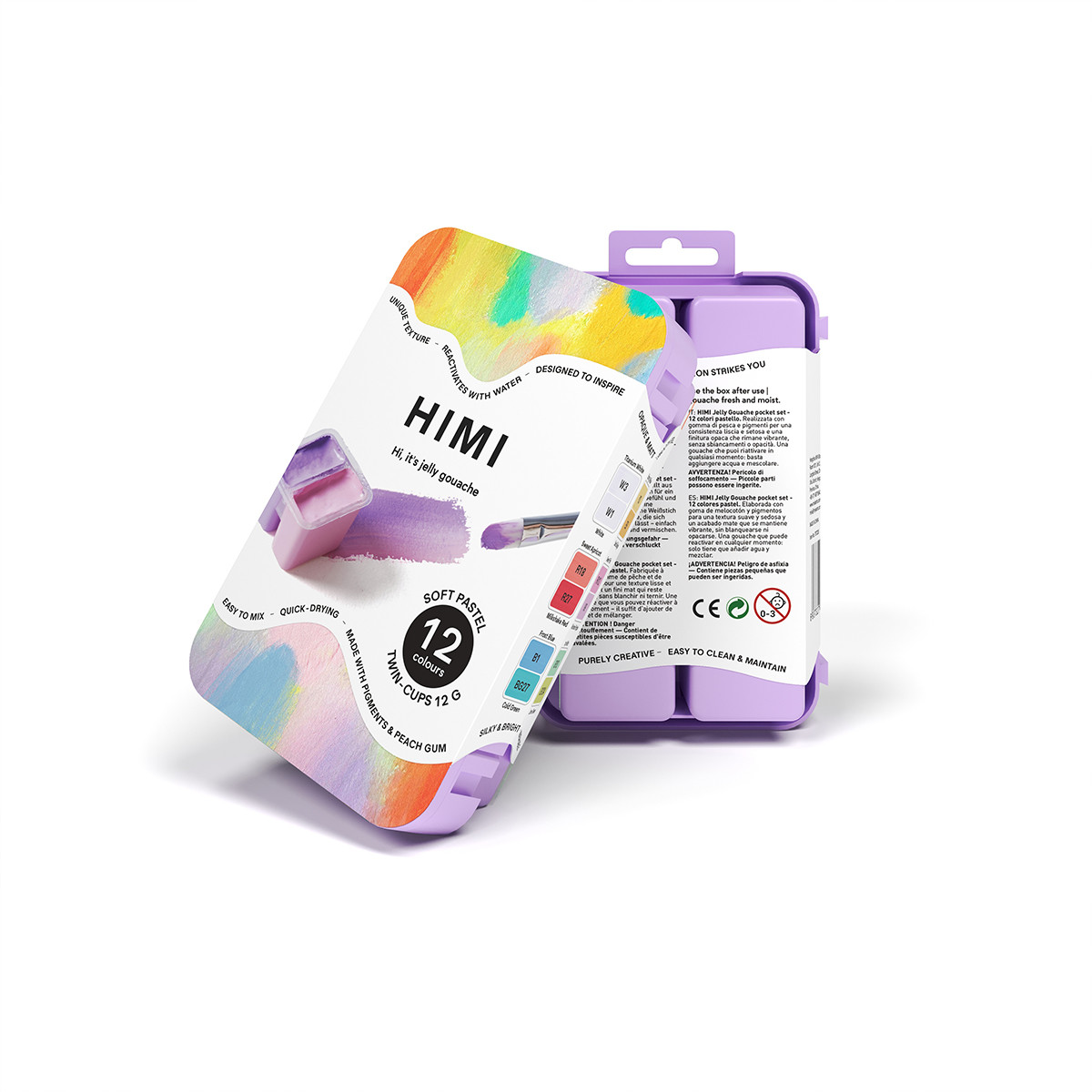HIMI Gouache Twin Cup Σετ 12 Χρωμάτων Soft Pastel - Purple Case
