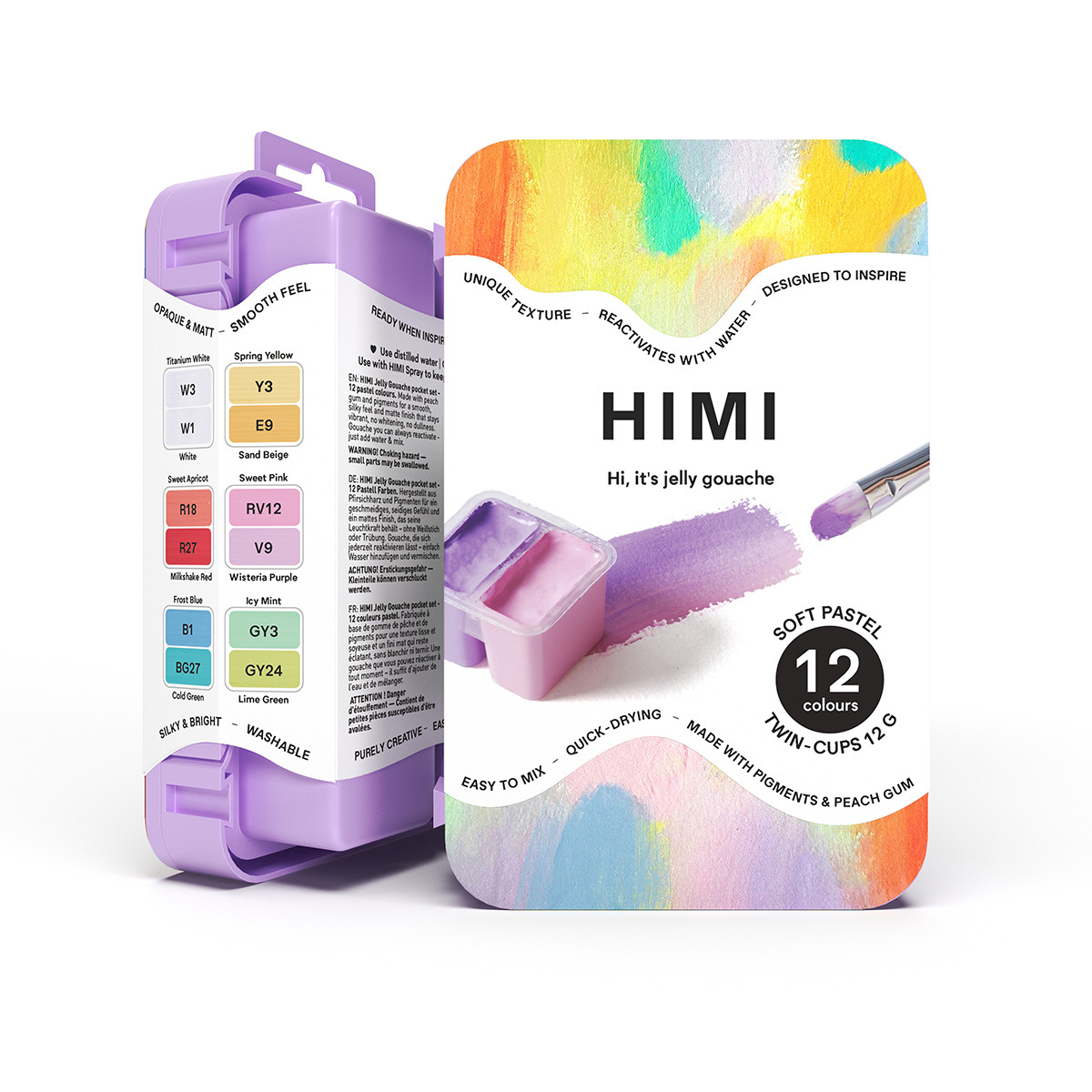 HIMI Gouache Twin Cup Σετ 12 Χρωμάτων Soft Pastel - Purple Case