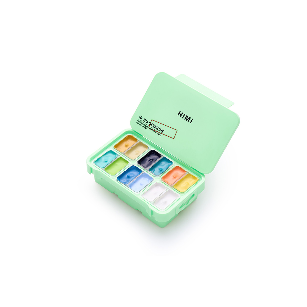 HIMI Gouache Twin Cup Σετ 12 Χρωμάτων Sunny Seaside - Green Case