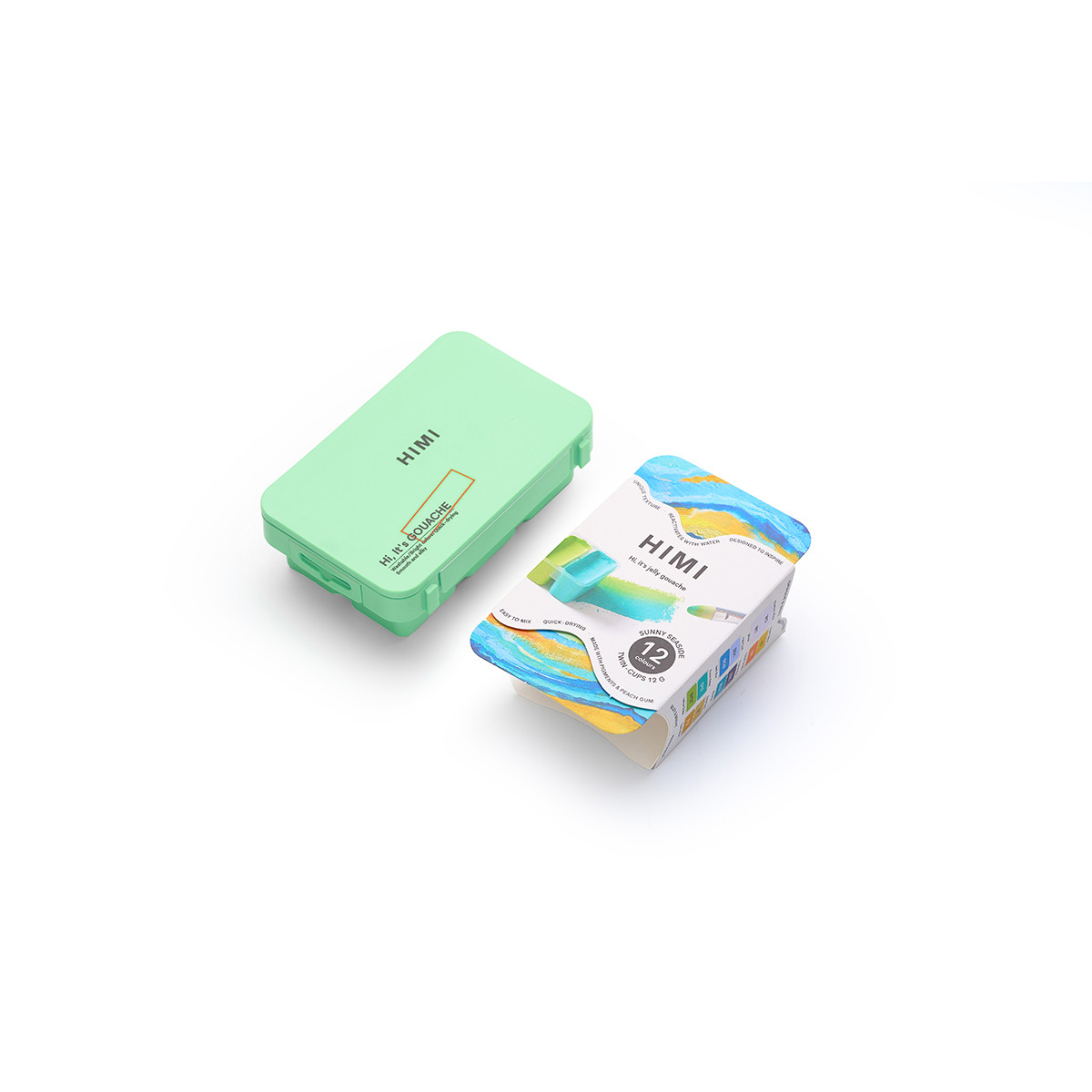 HIMI Gouache Twin Cup Σετ 12 Χρωμάτων Sunny Seaside - Green Case
