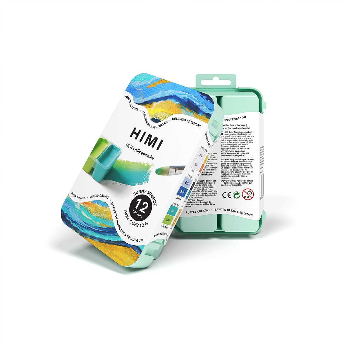 HIMI Gouache Twin Cup Σετ 12 Χρωμάτων Sunny Seaside - Green Case