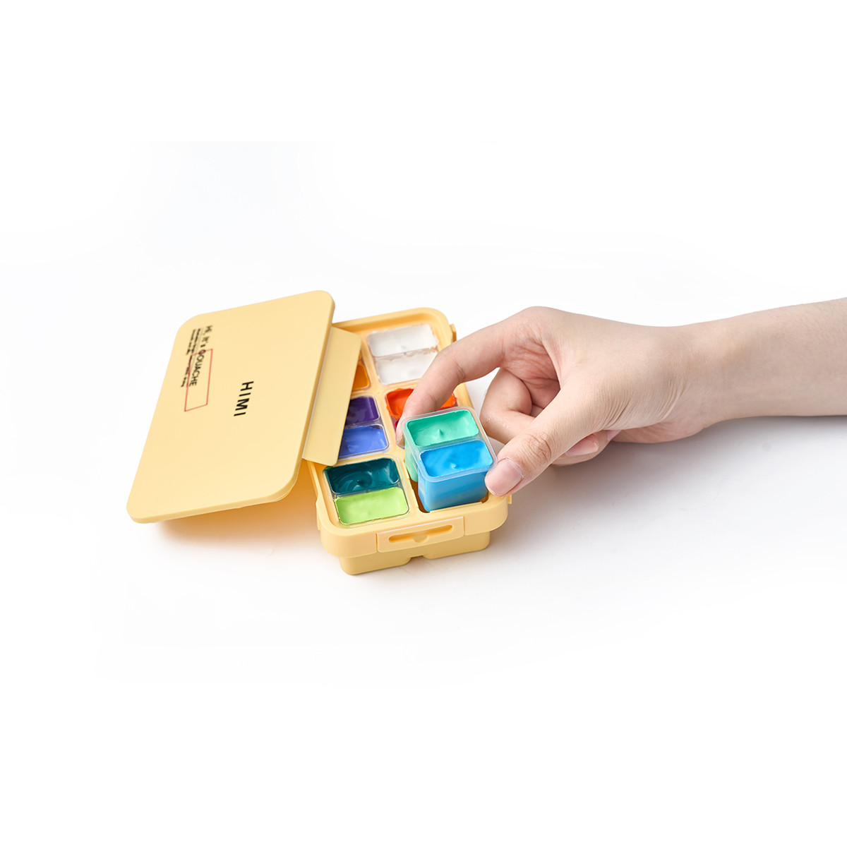 HIMI Gouache Twin Cup Σετ 12 Χρωμάτων Super Vibrant - Yellow Case