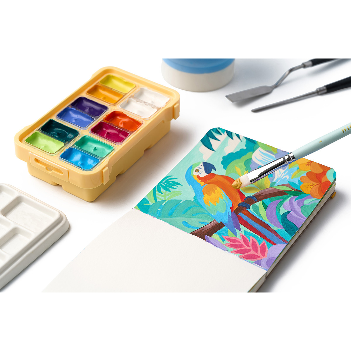 HIMI Gouache Twin Cup Σετ 12 Χρωμάτων Super Vibrant - Yellow Case