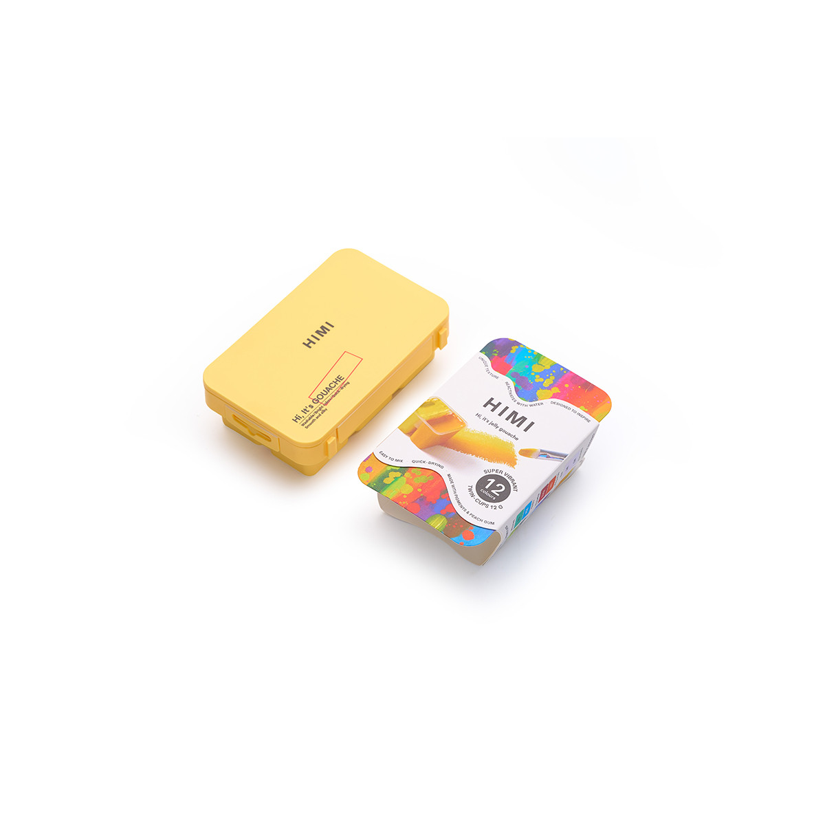 HIMI Gouache Twin Cup Σετ 12 Χρωμάτων Super Vibrant - Yellow Case