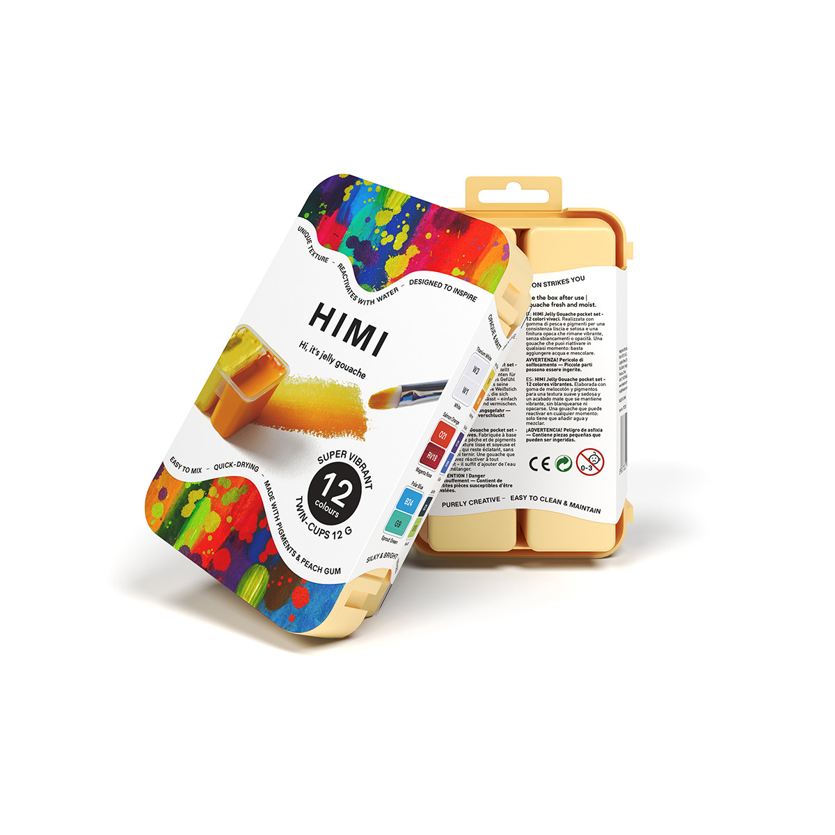 HIMI Gouache Twin Cup Σετ 12 Χρωμάτων Super Vibrant - Yellow Case