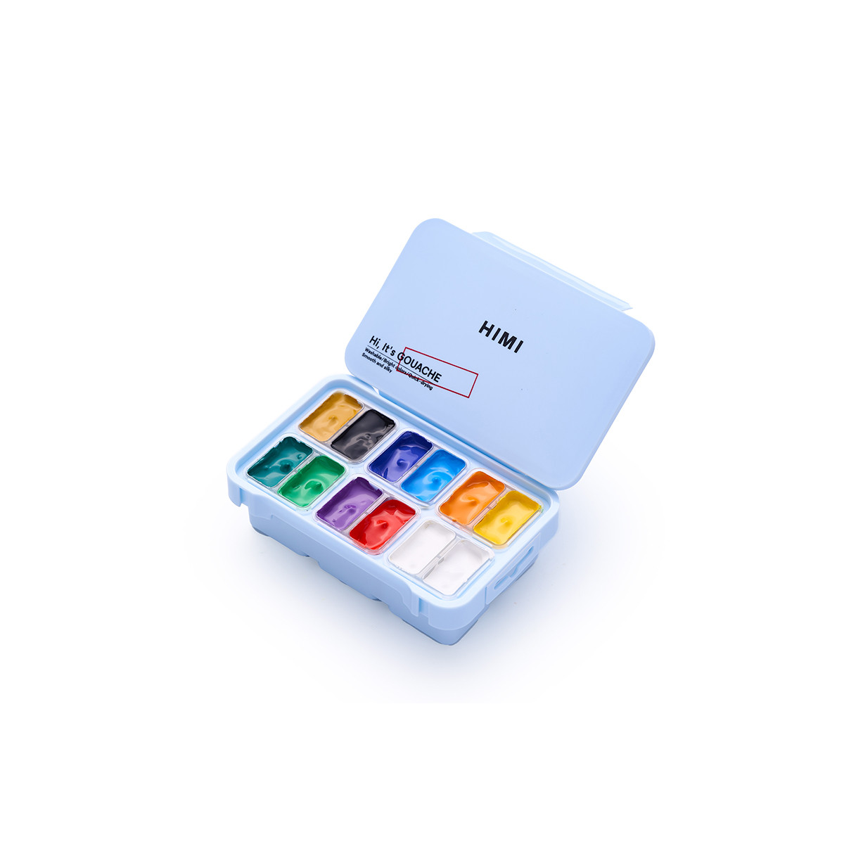 HIMI Gouache Twin Cup Σετ 12 Χρωμάτων Very Basic- Ice Blue Case