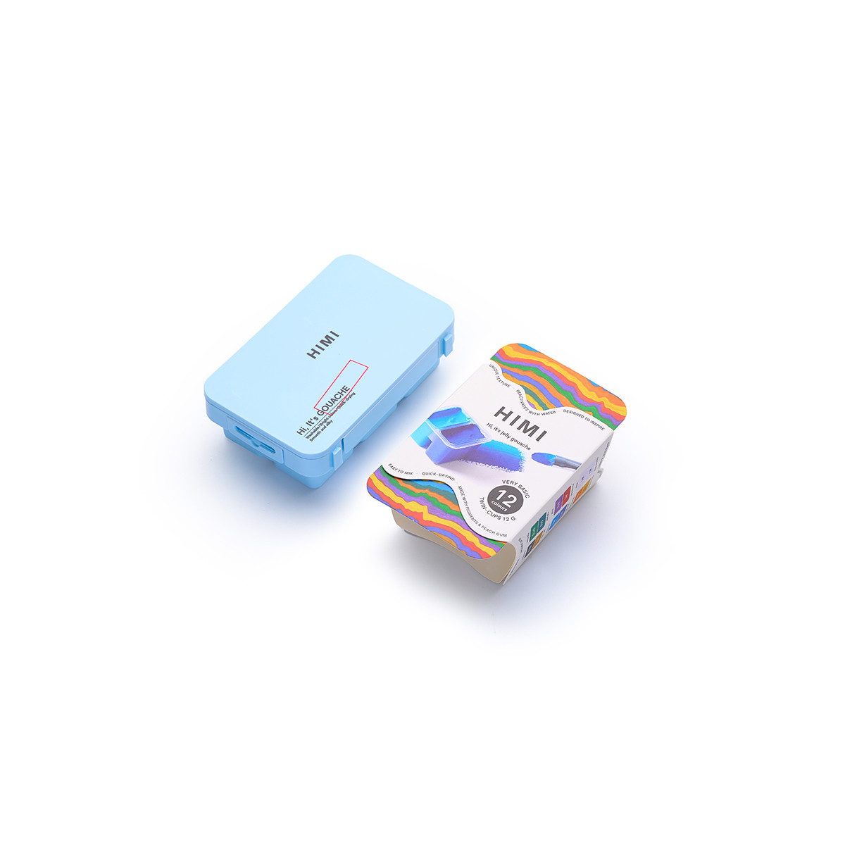 HIMI Gouache Twin Cup Σετ 12 Χρωμάτων Very Basic- Ice Blue Case