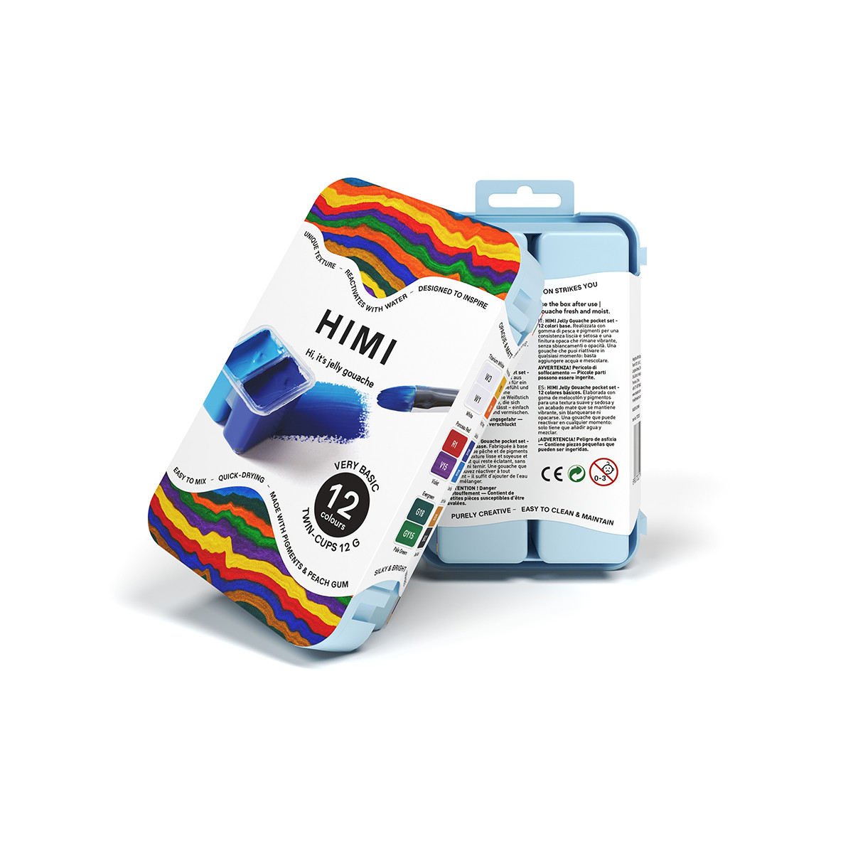 HIMI Gouache Twin Cup Σετ 12 Χρωμάτων Very Basic- Ice Blue Case