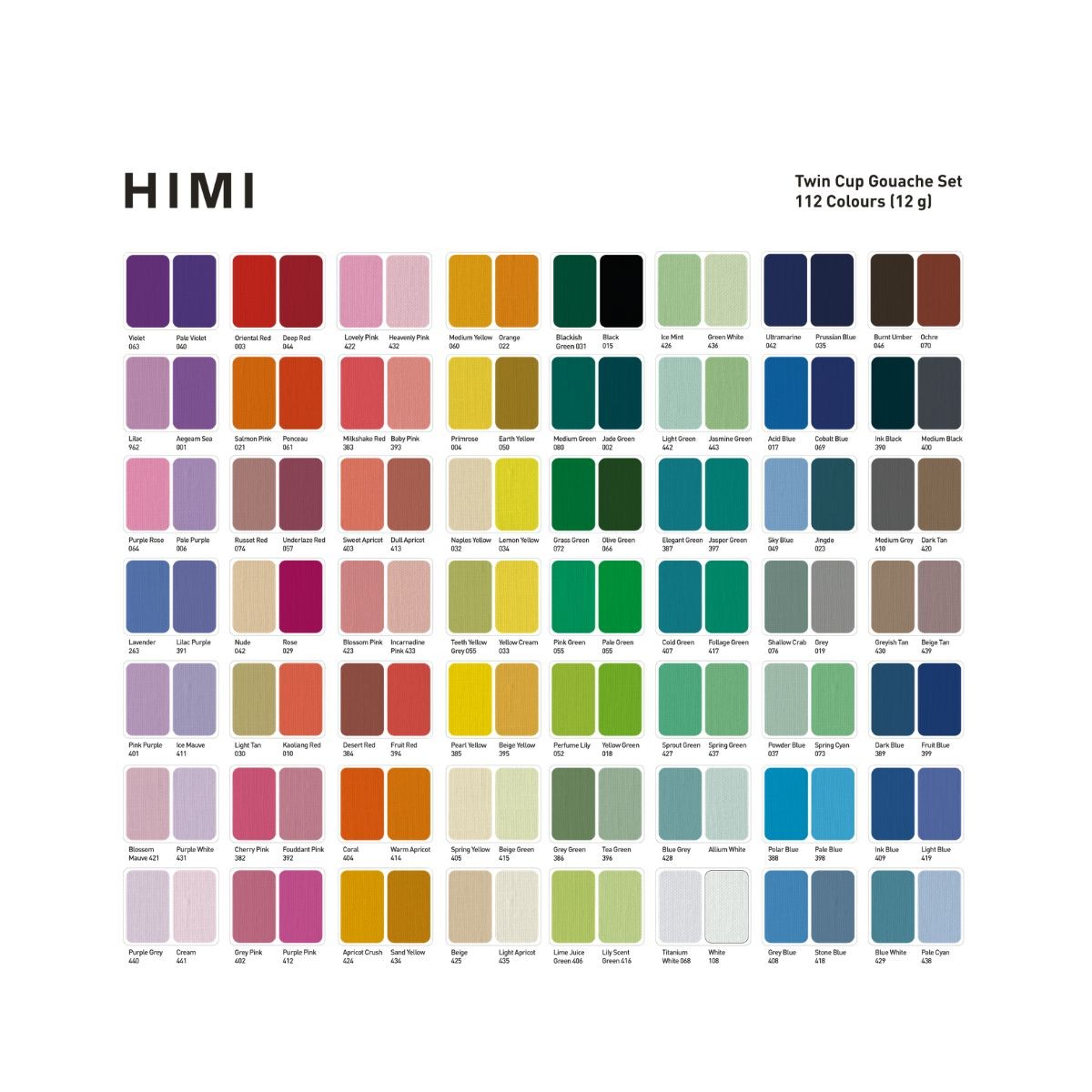 HIMI Σετ 112 Χρωμάτων Twin Cup Gouache - White Case