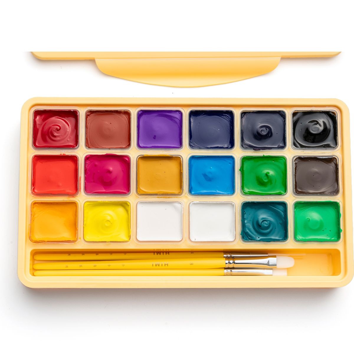 HIMI Σετ 18 Χρωμάτων Jelly Cup Gouache με 3 Πινέλα & Παλέτα Ανάμιξης - Yellow Case Edition