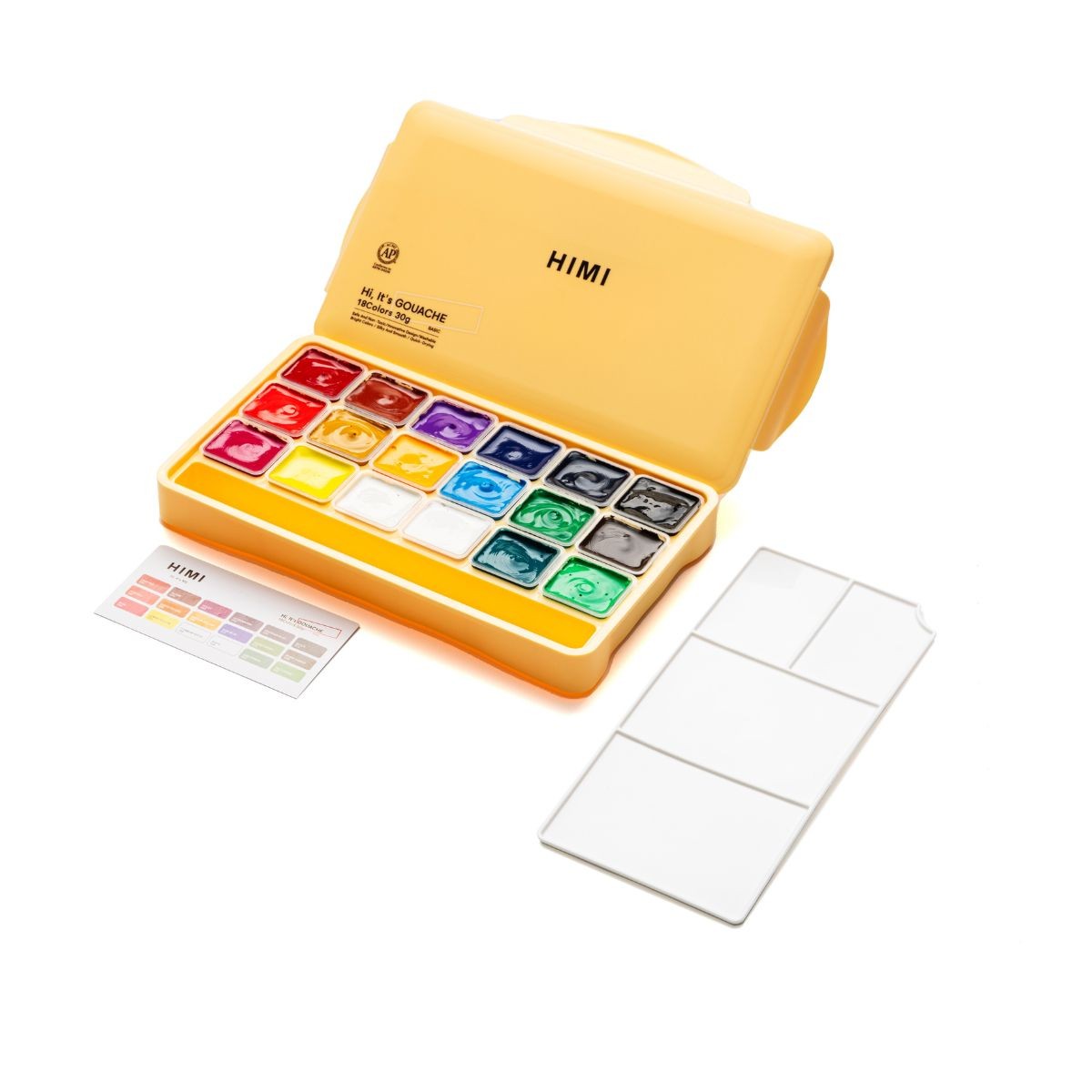 HIMI Σετ 18 Χρωμάτων Jelly Cup Gouache με Παλέτα Ανάμιξης - Yellow Case Edition