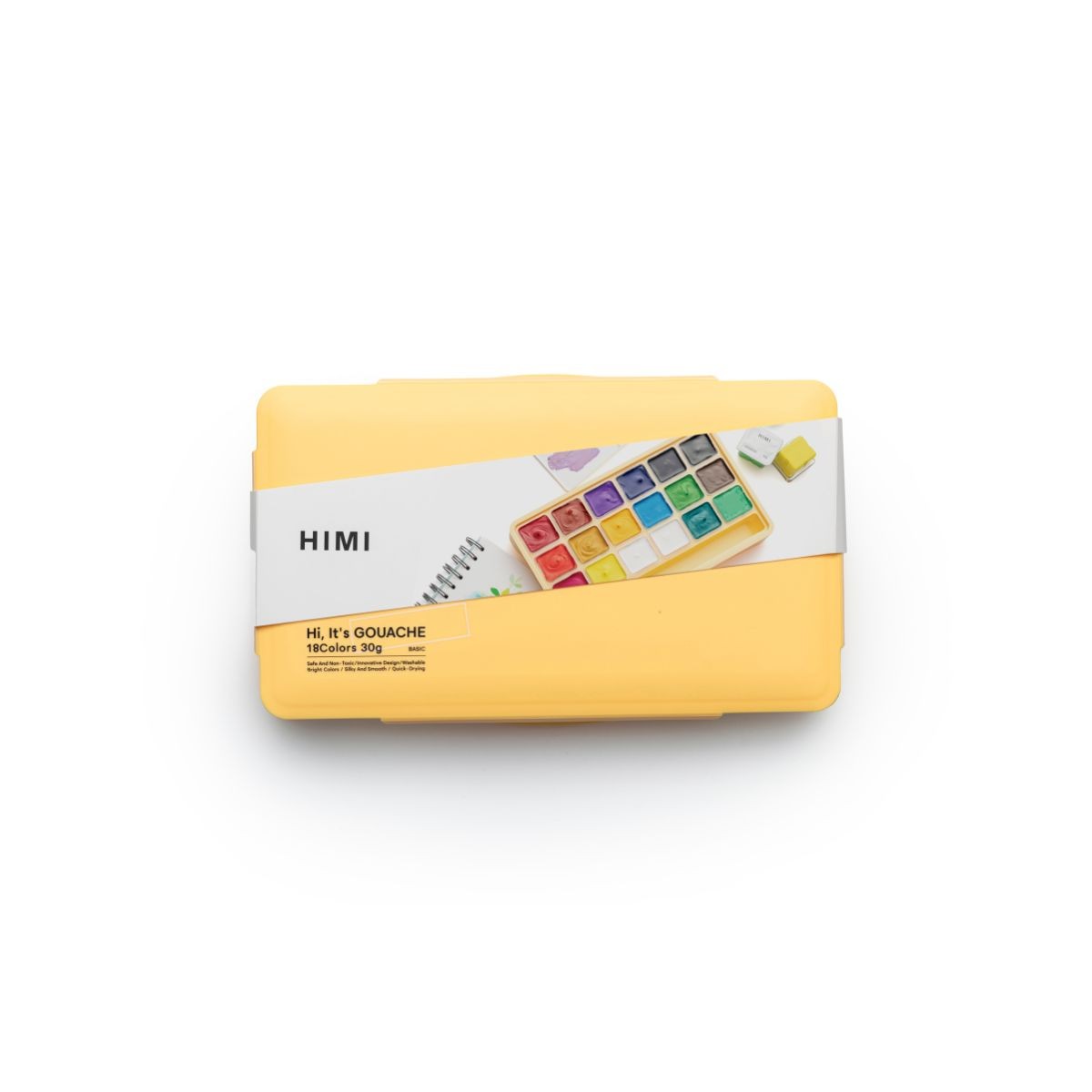 HIMI Σετ 18 Χρωμάτων Jelly Cup Gouache με Παλέτα Ανάμιξης - Yellow Case Edition