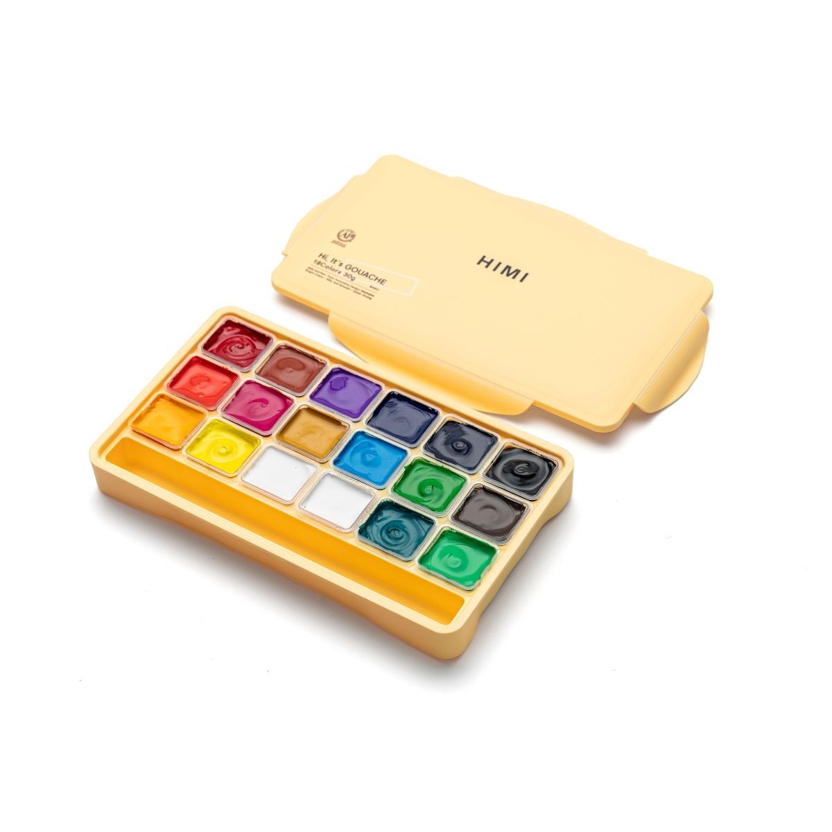 HIMI Σετ 18 Χρωμάτων Jelly Cup Gouache με Παλέτα Ανάμιξης - Yellow Case Edition