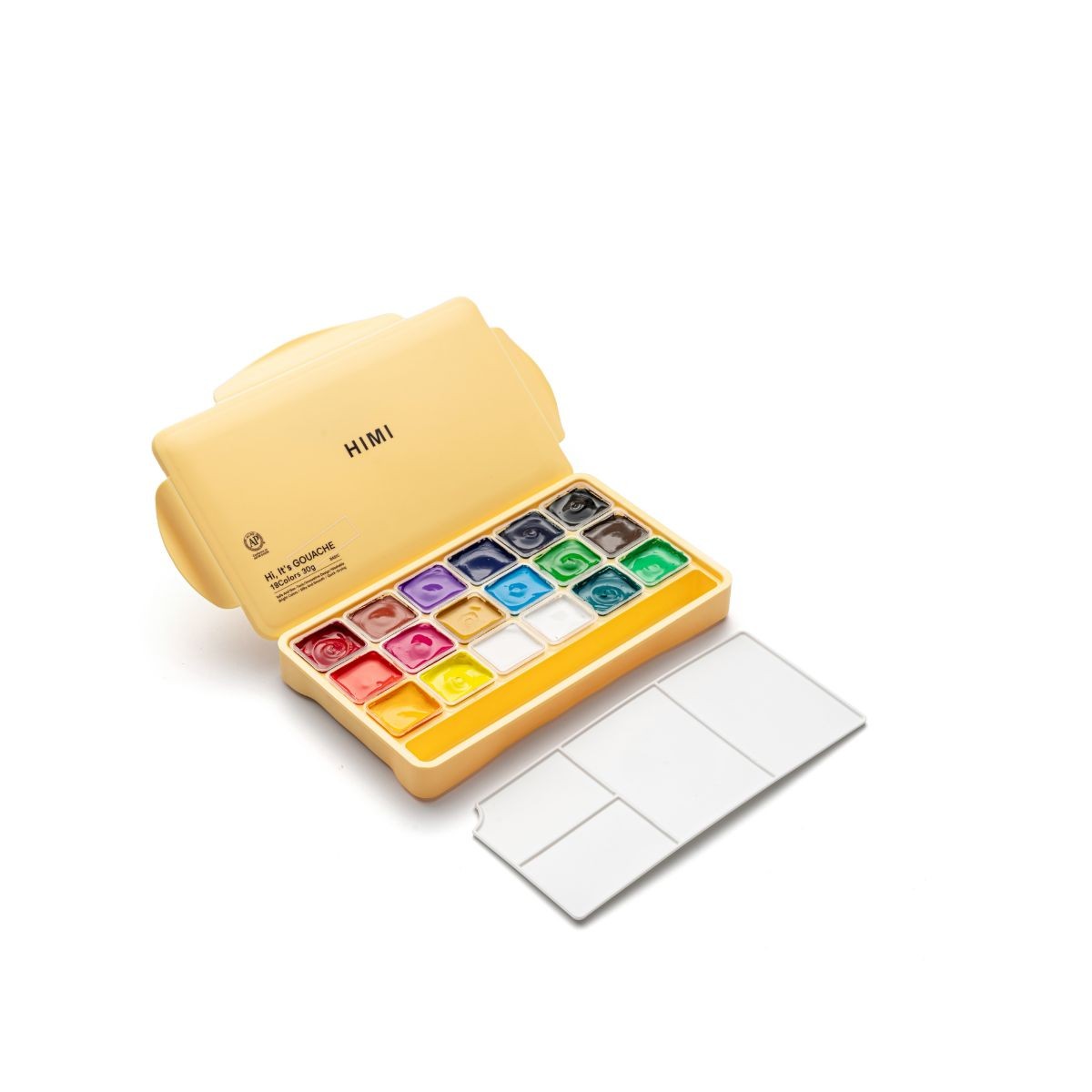 HIMI Σετ 18 Χρωμάτων Jelly Cup Gouache με Παλέτα Ανάμιξης - Yellow Case Edition