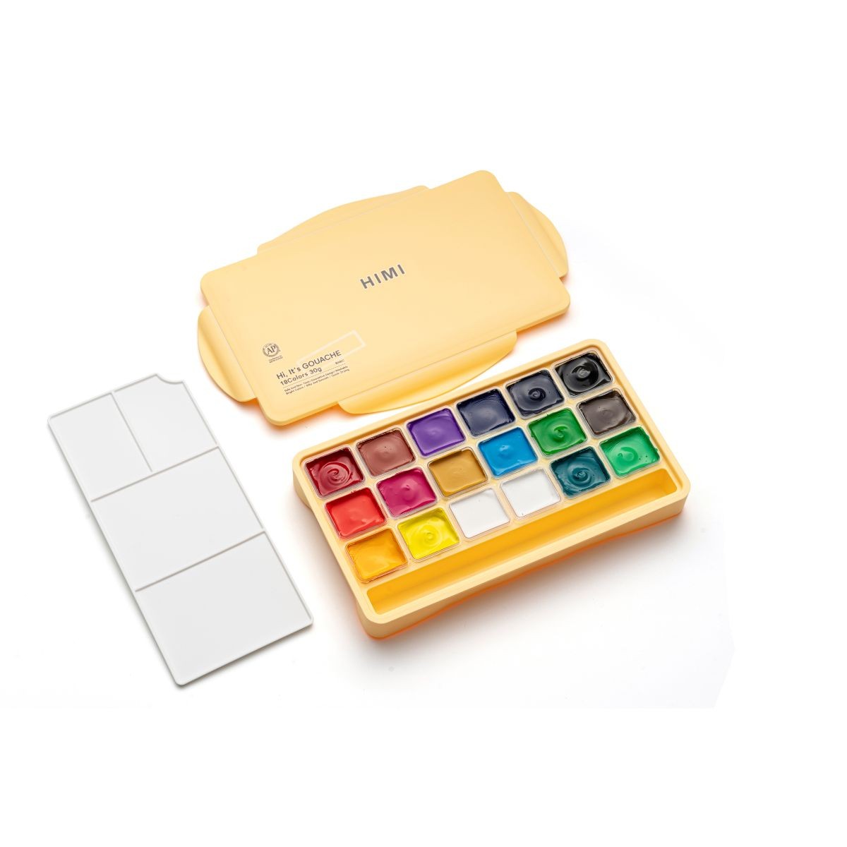 HIMI Σετ 18 Χρωμάτων Jelly Cup Gouache με Παλέτα Ανάμιξης - Yellow Case Edition