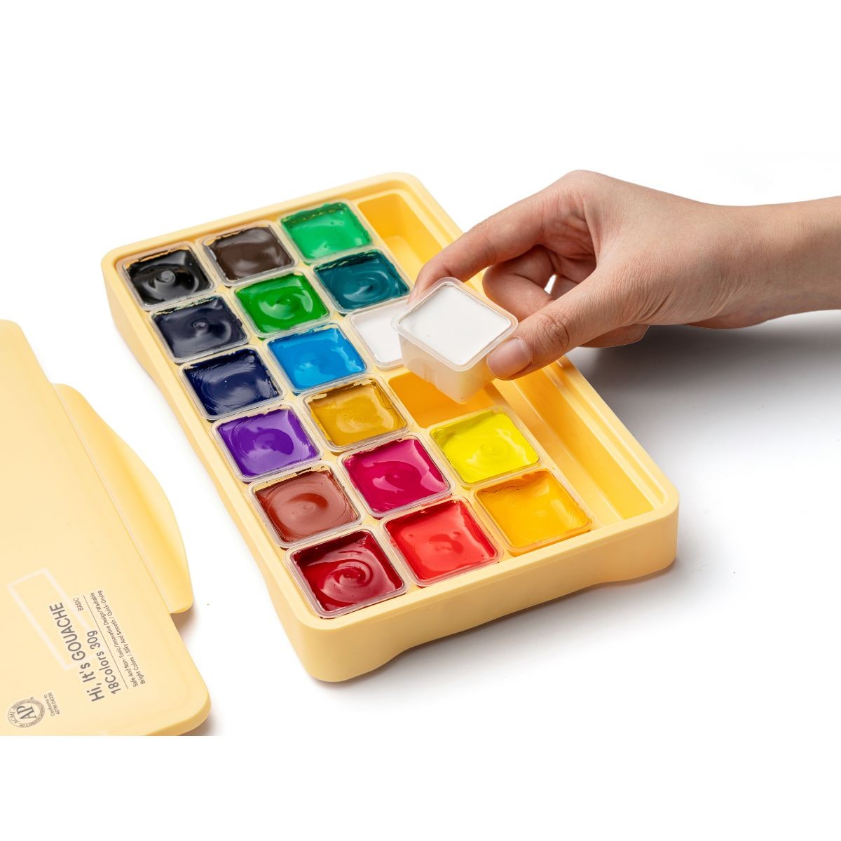 HIMI Σετ 18 Χρωμάτων Jelly Cup Gouache με Παλέτα Ανάμιξης - Yellow Case Edition