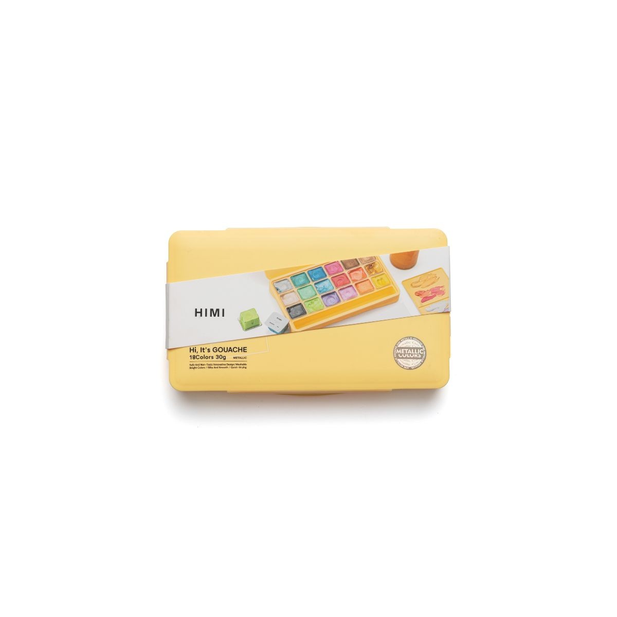HIMI Σετ 18 Μεταλλικών Χρωμάτων Jelly Cup Gouache - Yellow Case Edition