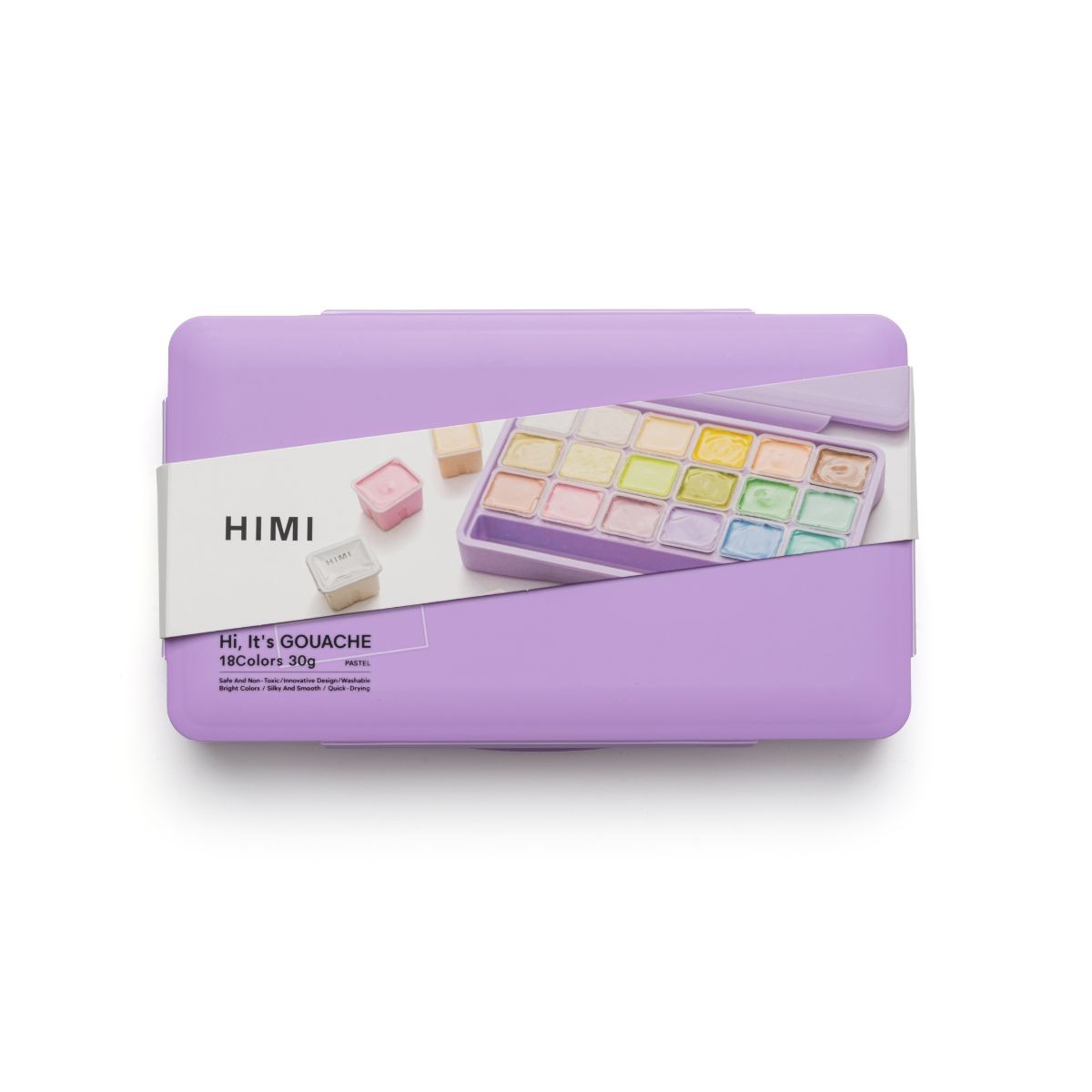 HIMI Σετ 18 Παστέλ Χρωμάτων Jelly Cup Gouache με Παλέτα Ανάμιξης - Purple Case Edition