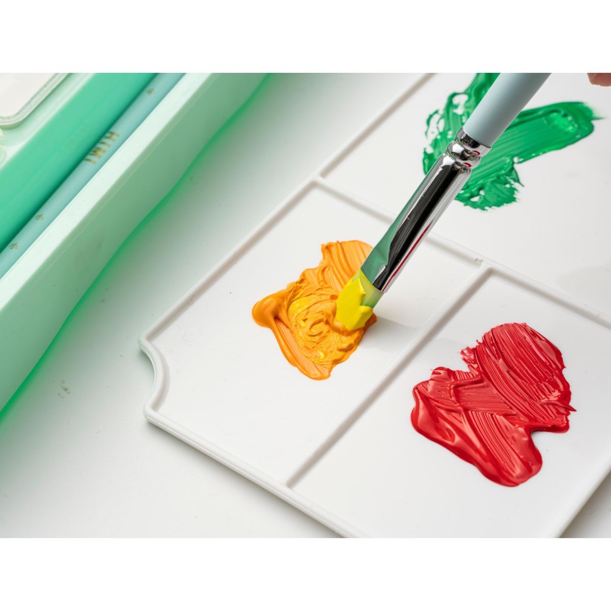 HIMI Σετ 18 Χρωμάτων Jelly Cup Gouache με 3 Πινέλα & Παλέτα Ανάμιξης - Green Case Edition