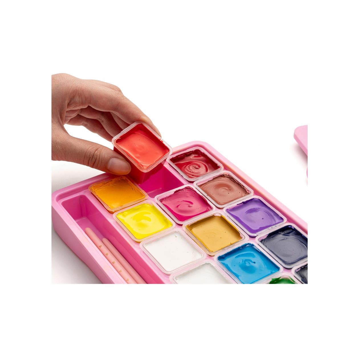 HIMI Σετ 18 Χρωμάτων Jelly Cup Gouache με 3 Πινέλα & Παλέτα Ανάμιξης - Pink Case Edition