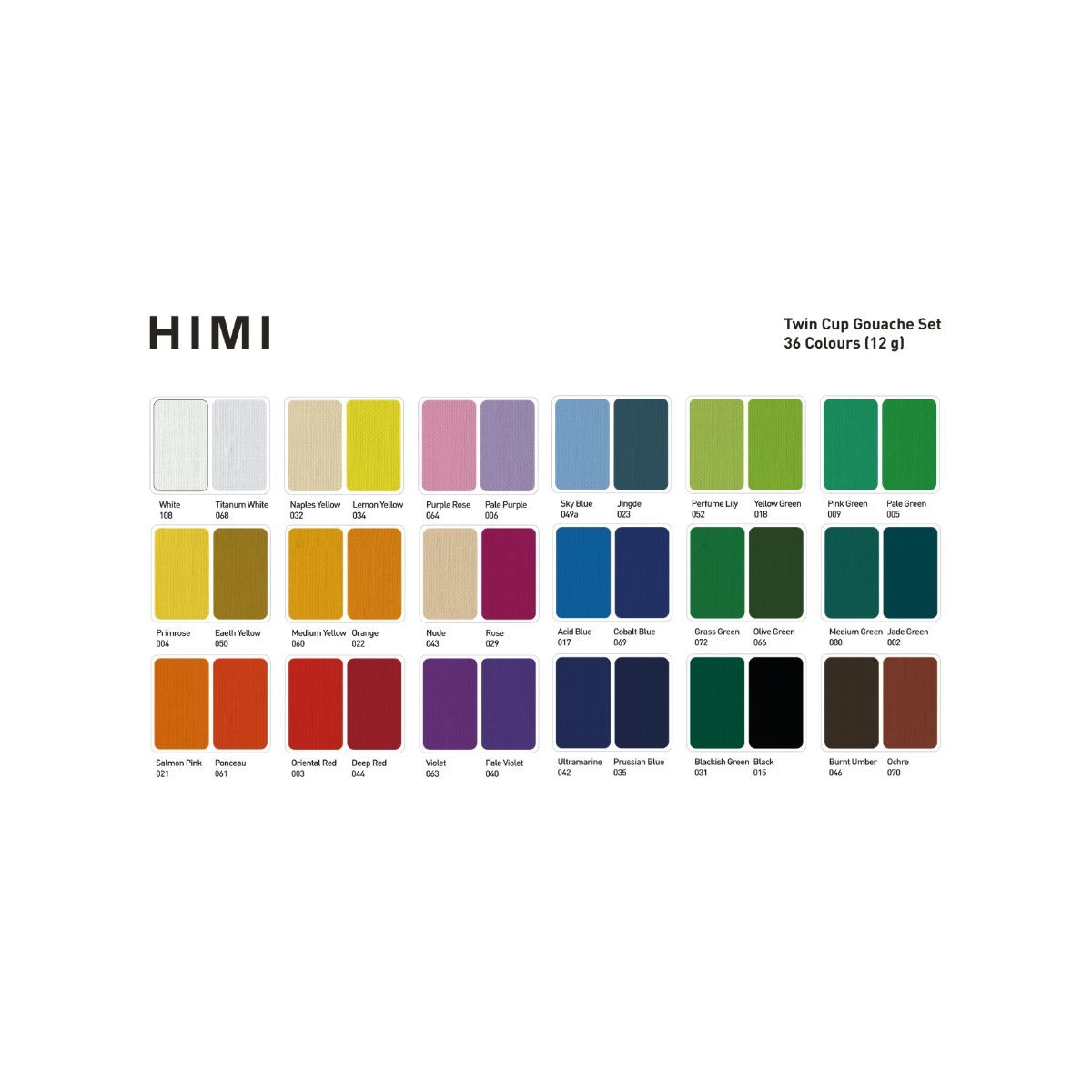 HIMI Σετ 36 Χρωμάτων Twin Cup Gouache με 3 Πινέλα & Παλέτα Ανάμιξης - Ice Blue Case