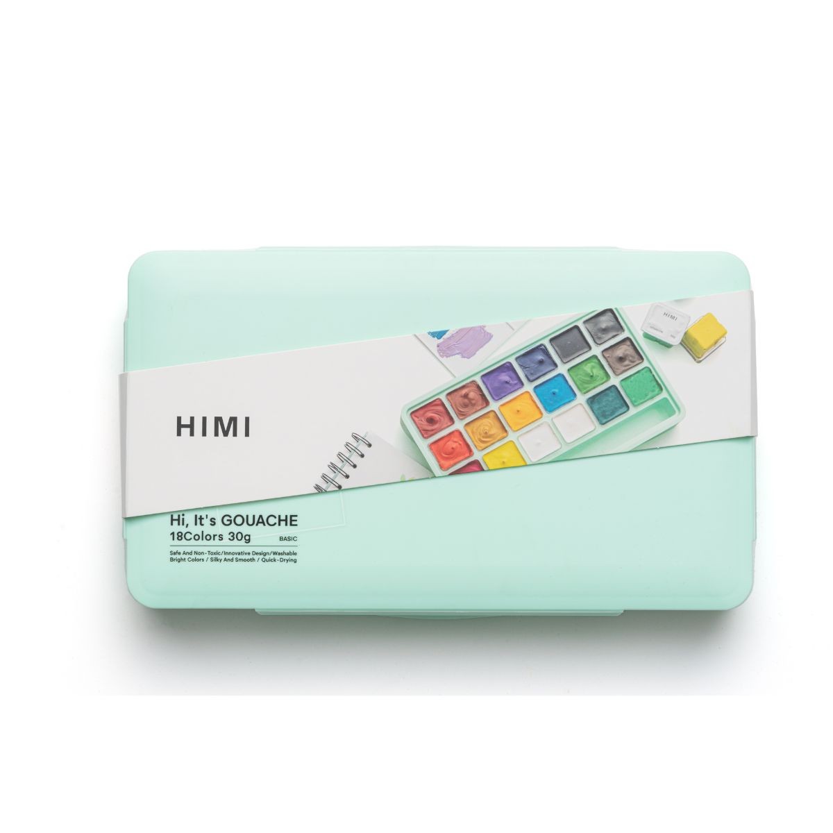 HIMI Σετ 18 Χρωμάτων Jelly Cup Gouache με Παλέτα Ανάμιξης - Green Case Edition
