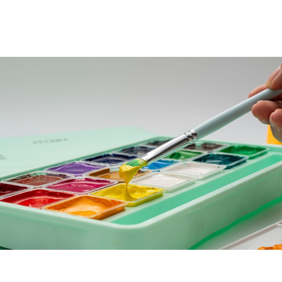 HIMI Σετ 18 Χρωμάτων Jelly Cup Gouache με Παλέτα Ανάμιξης - Green Case Edition
