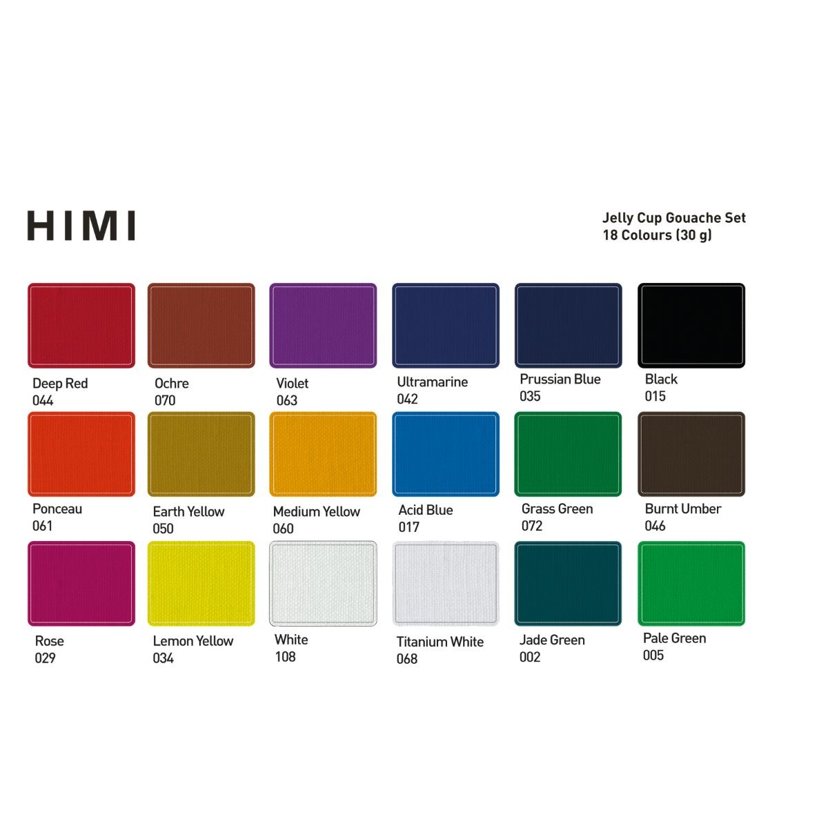 HIMI Σετ 18 Χρωμάτων Jelly Cup Gouache με Παλέτα Ανάμιξης - Green Case Edition