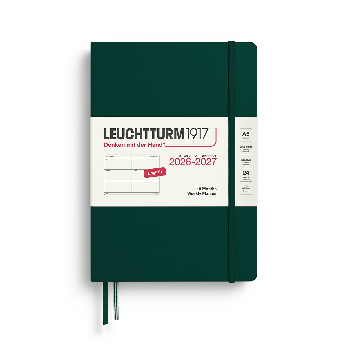LEUCHTTURM1917 Ακαδημαϊκό Εβδομαδιαίο Planner 2026 - 2027 A5 - Forest Green