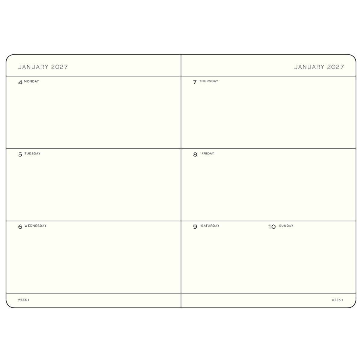 LEUCHTTURM1917 Ακαδημαϊκό Εβδομαδιαίο Planner 2026 - 2027 A5 - Μαύρο