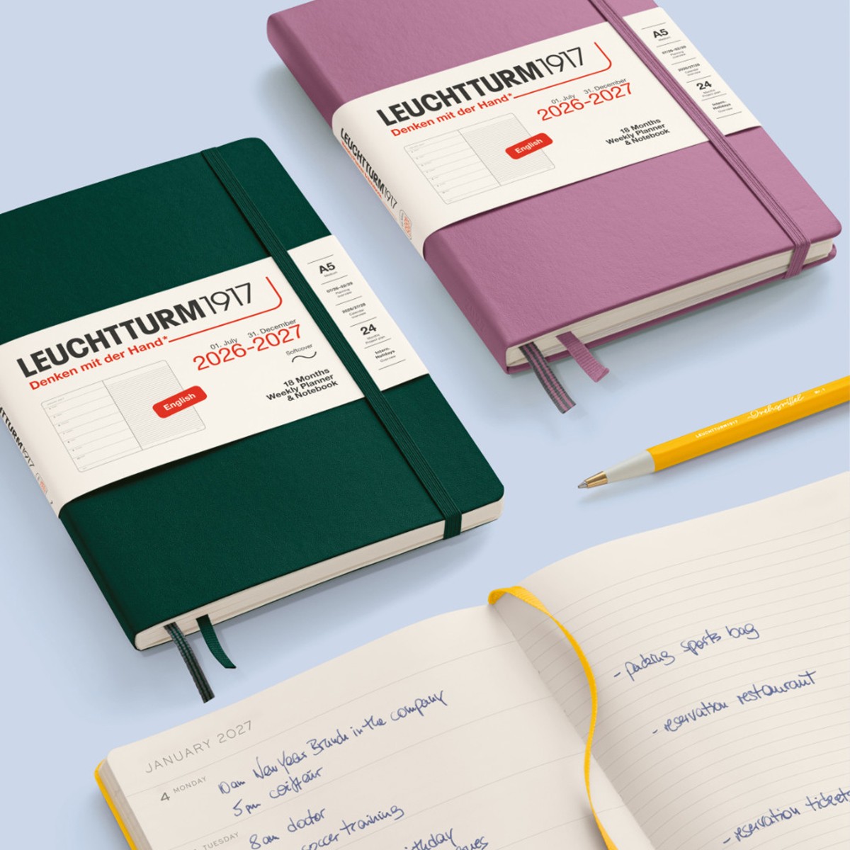 LEUCHTTURM1917 Ακαδημαϊκό Εβδομαδιαίο Planner 2026 - 2027 & Notebook A5 - Μαύρο