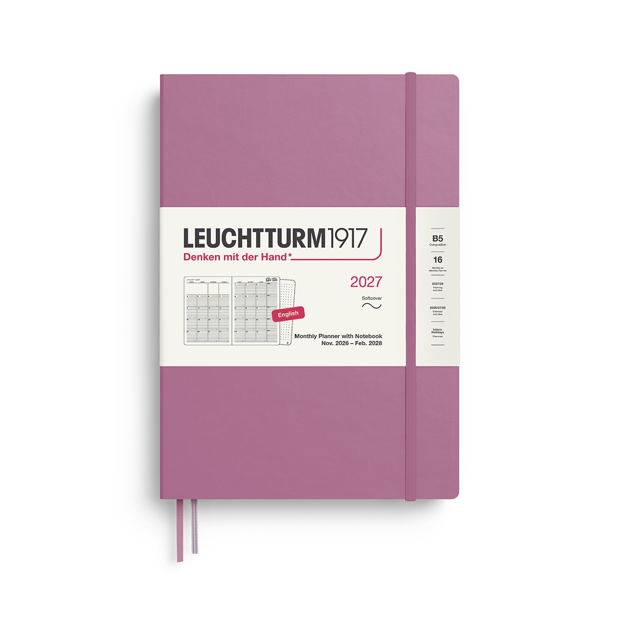 LEUCHTTURM1917 Ακαδημαϊκό Μηνιαίο Planner 2026 - 2027 & Notebook B5 - Dusty Rose- Μαλακό Εξώφυλλο